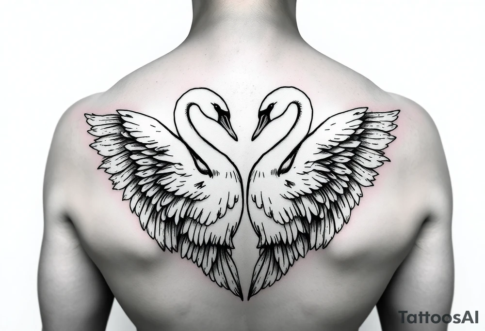 Peaceful swans feminine strength tattoo idea