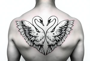 Peaceful swans feminine strength tattoo idea