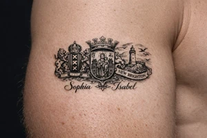 Crests of Amsterdam and Braga and New Brighton. My daughters names Sophia and Isabel. tattoo idea
