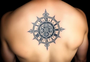 vintage roman numerals within ornate clockwork mechanism tattoo idea