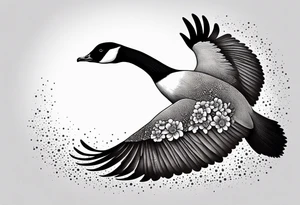 canadian goose taking off profile flowers tattoo idea