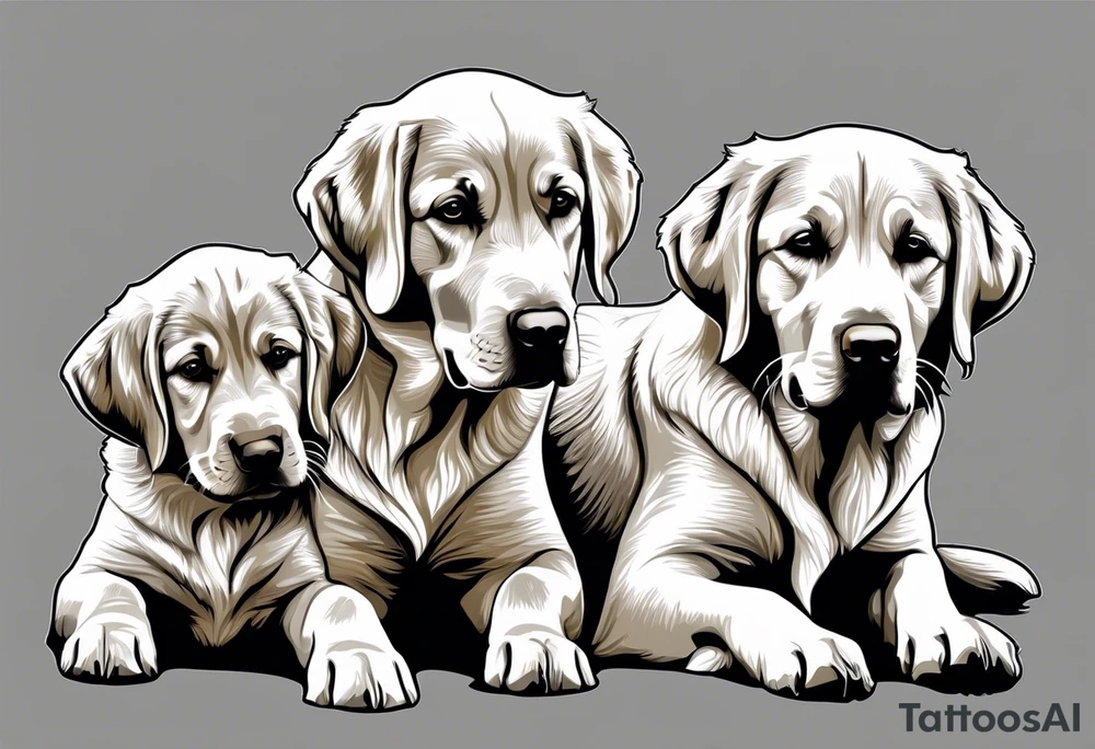 two dogs one is yellow Labrador retriever other is a golden retriever tattoo idea