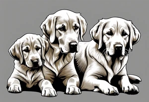 two dogs one is yellow Labrador retriever other is a golden retriever tattoo idea