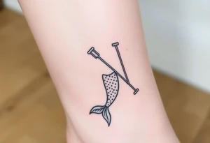 Mermaid tail with crutches tattoo idea