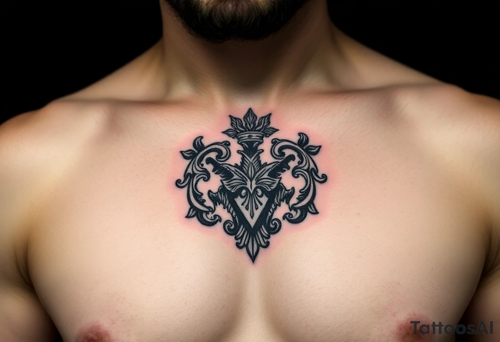 Powerful, majestic and dark Irish family crest tattoo idea