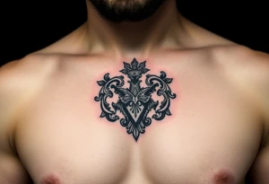 Powerful, majestic and dark Irish family crest tattoo idea