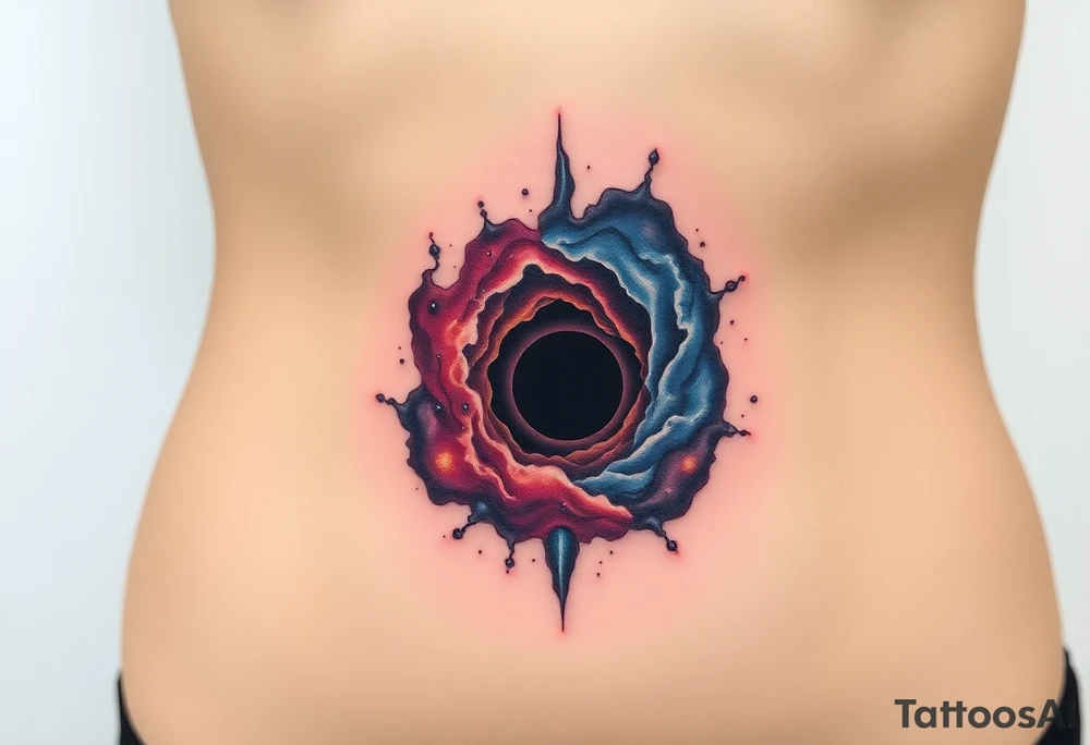 a nebula and black hole with an event horizon tattoo idea