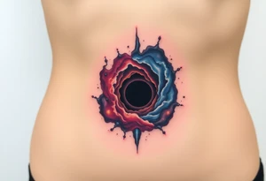 a nebula and black hole with an event horizon tattoo idea