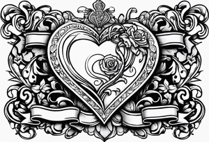 heart with ribbon that says "Riley and Mel forever" tattoo idea