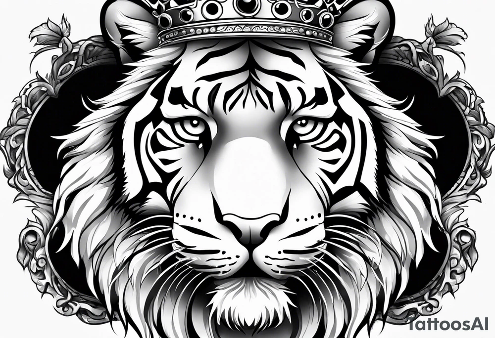 Tiger wearing crown tattoo idea