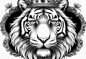 Tiger wearing crown tattoo idea
