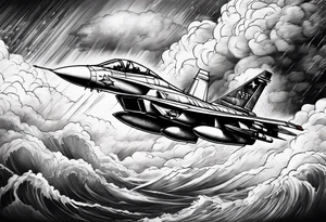 Fighter jet in a storm tattoo idea