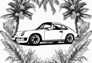 laurel wreath, porsche, palm tree tattoo idea