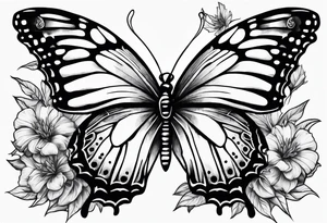 Butterfly smoking weed, reading a book, playing guitar tattoo idea