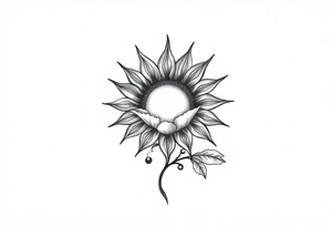Sun rise flower with stem and leaves tattoo idea