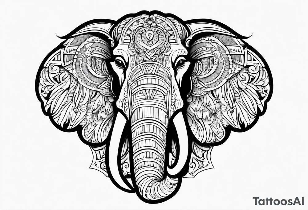 strong mammoth head centerpiece tattoo idea