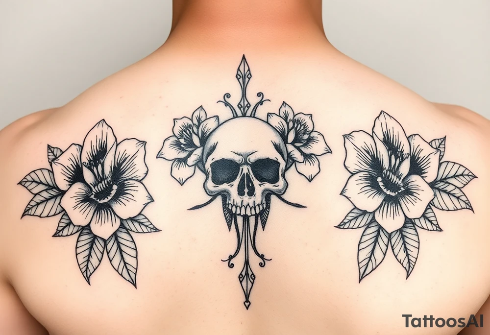 Flowers with skulls in the center tattoo idea