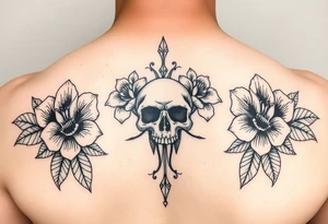 Flowers with skulls in the center tattoo idea