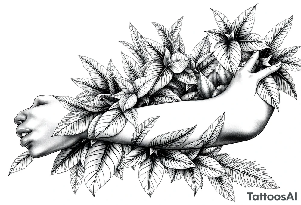 Amazon rainforest foliage tattoo idea