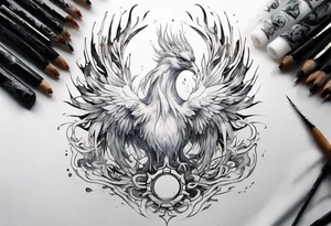a white phoenix with an iron circlet on it's head tattoo idea