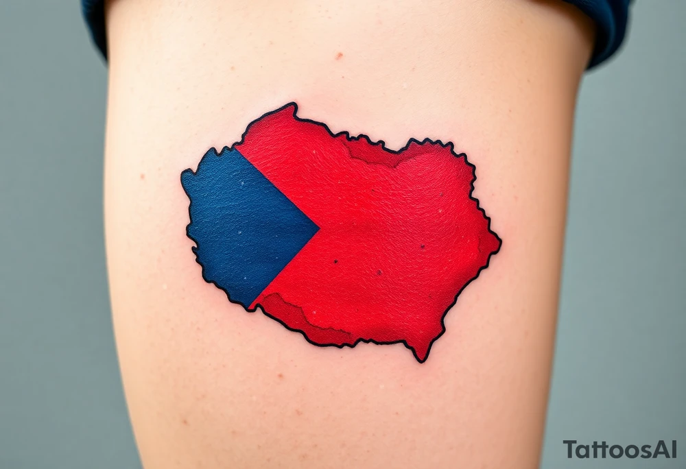 A detailed map of the Czech Republic with the flag’s colors filling the borders, making it both stylish and meaningful tattoo idea