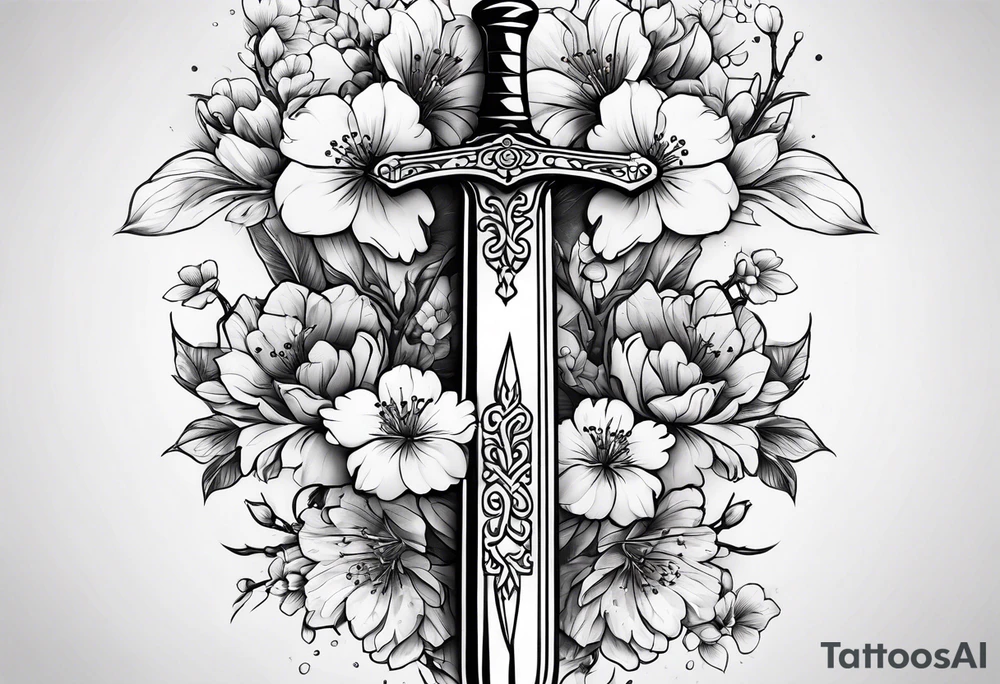 cherry blossom dagger tattoo idea