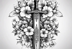 cherry blossom dagger tattoo idea