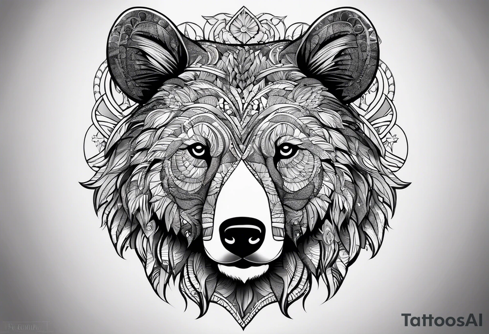 Touro e urso, com uma seta de mercados financeiros a passar entre eles que se transforma numa mão tattoo idea