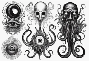 lovecraft them with eye and long tentacle tattoo idea