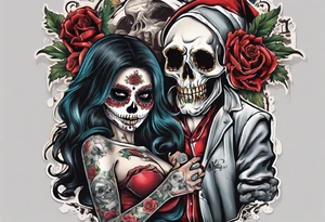 santa la muerta with money tattoo idea