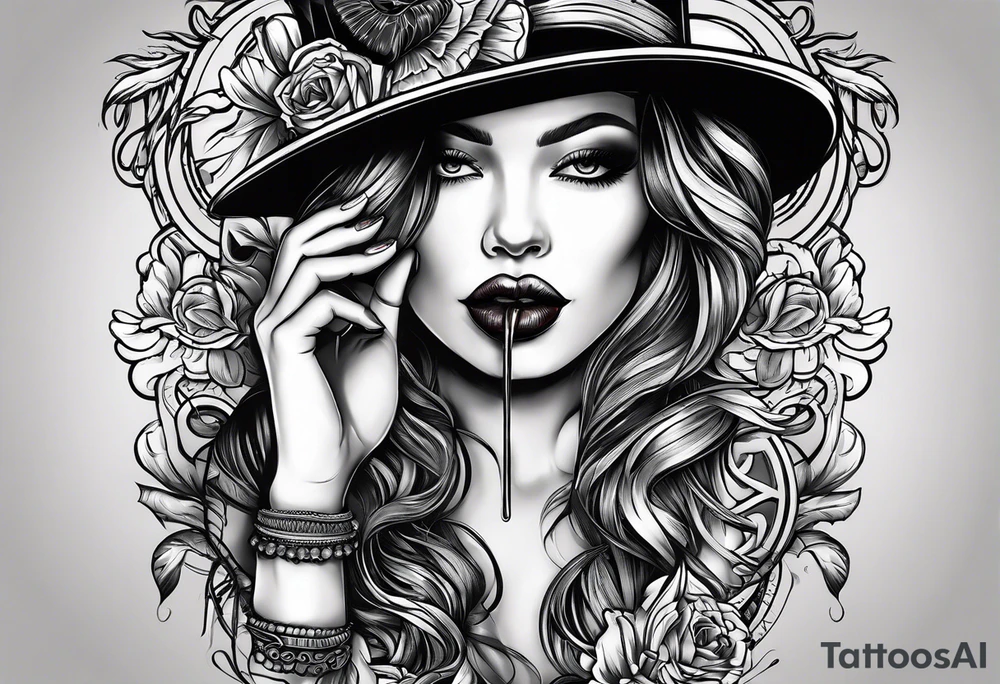 there’s a time to speak and a time to be quiet, mysterious woman with her finger on her lip (be quiet) tattoo idea