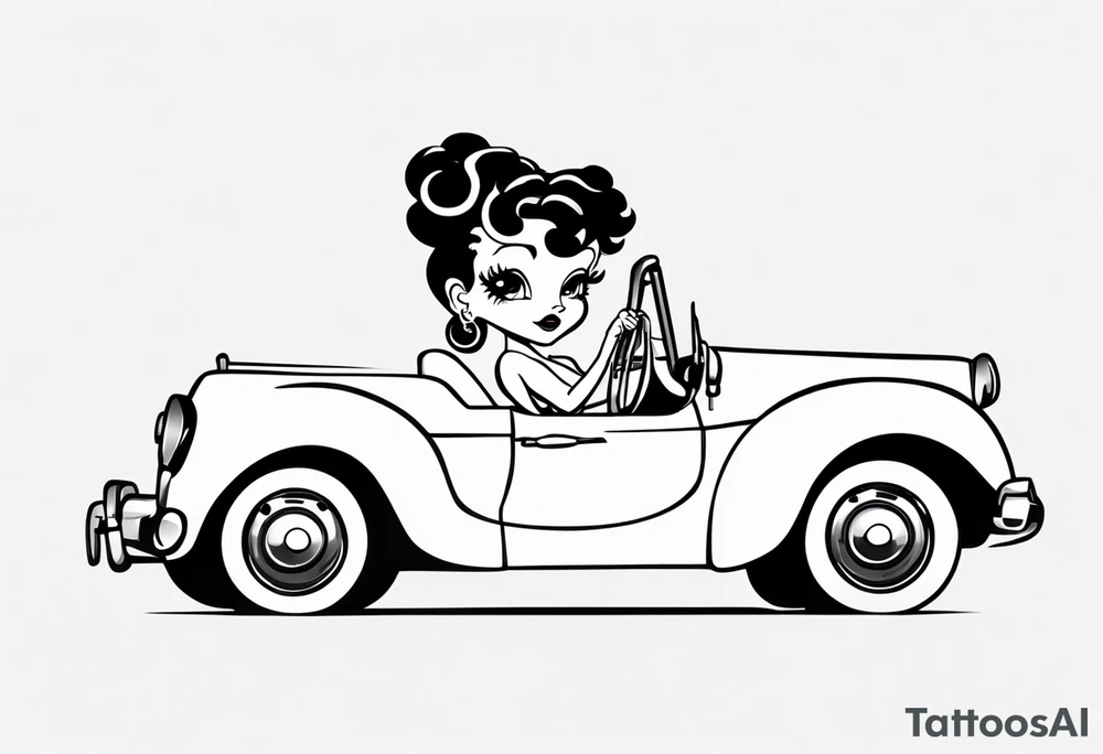 Betty boop driving car tattoo idea