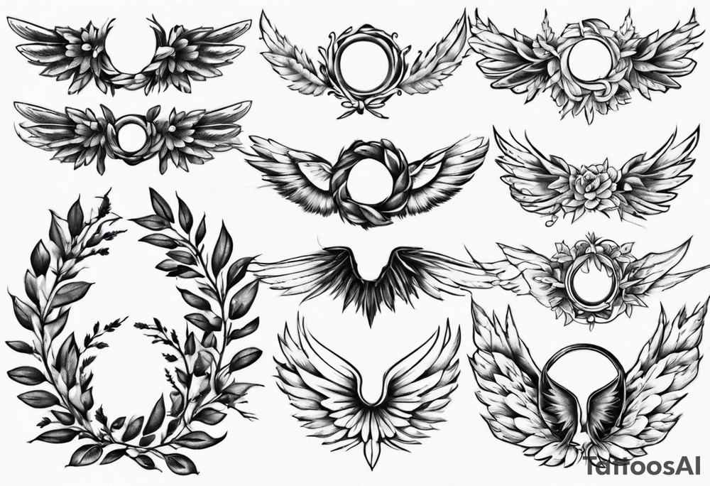 wreath leaves Wings tattoo idea