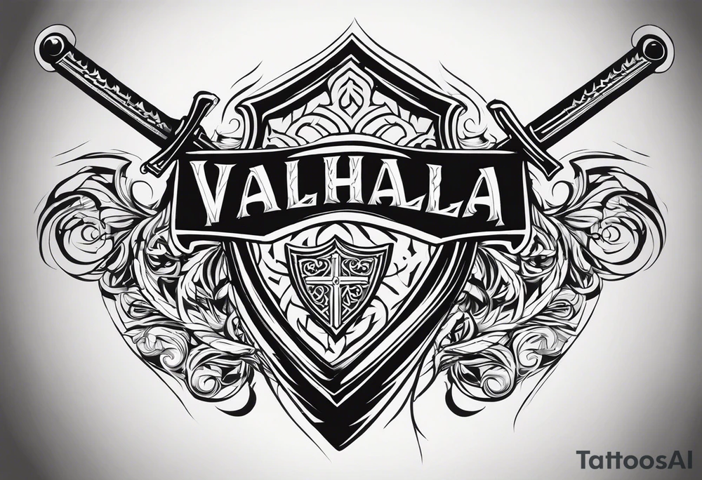 Valhalla shield  steps sword tattoo idea