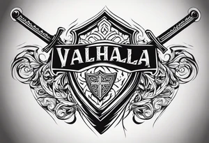 Valhalla shield  steps sword tattoo idea