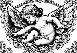 renaissance style cherub flying tattoo idea