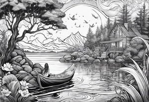 Mermaid in a bayou at night tattoo idea
