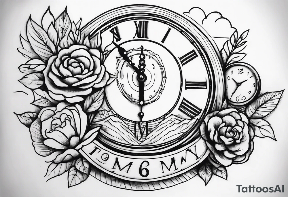 Time slipping away family sleeve tattoo idea