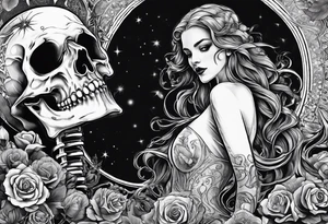 death and beauty, Eldridge horror, astrology scene tattoo idea