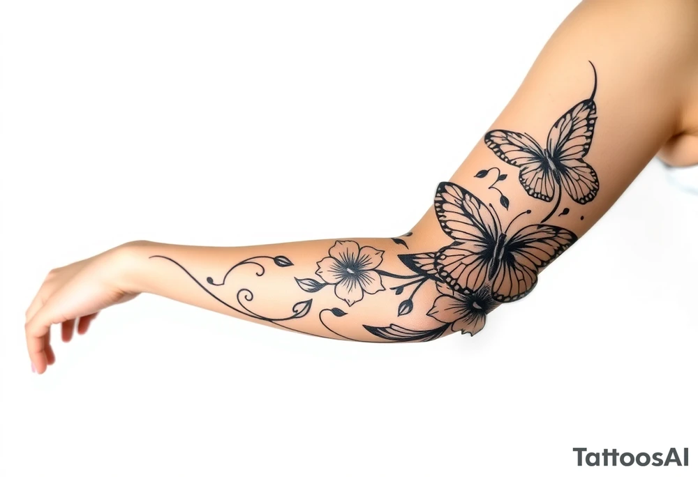 Butterflies and tulips tattoo idea