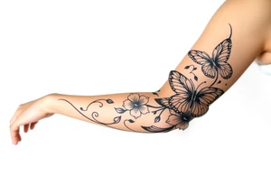Butterflies and tulips tattoo idea