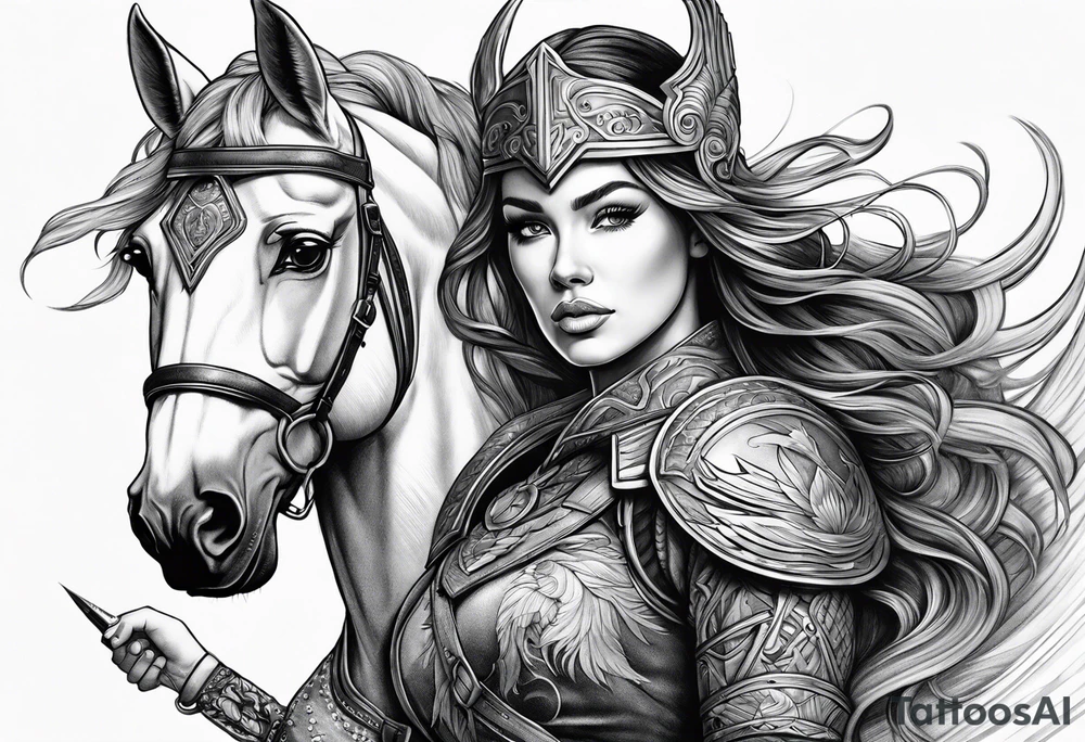 Valkyrie lady on hourse tattoo idea