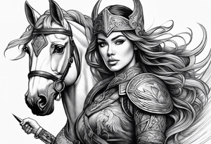 Valkyrie lady on hourse tattoo idea