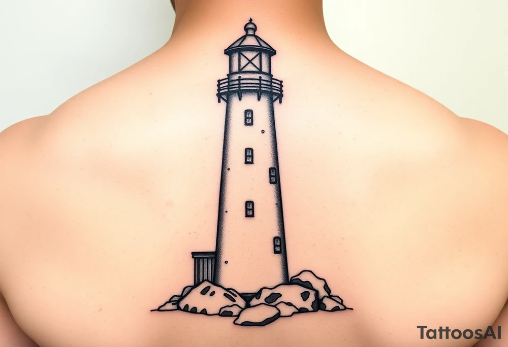 Simple lighthouse with pops tattoo idea