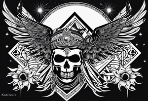 black kali, goddess pirate, alien, pachamama, valkrye, warrior, skull, lotus azul, wing, eagle, zenza resonance, stars, 5D tattoo idea
