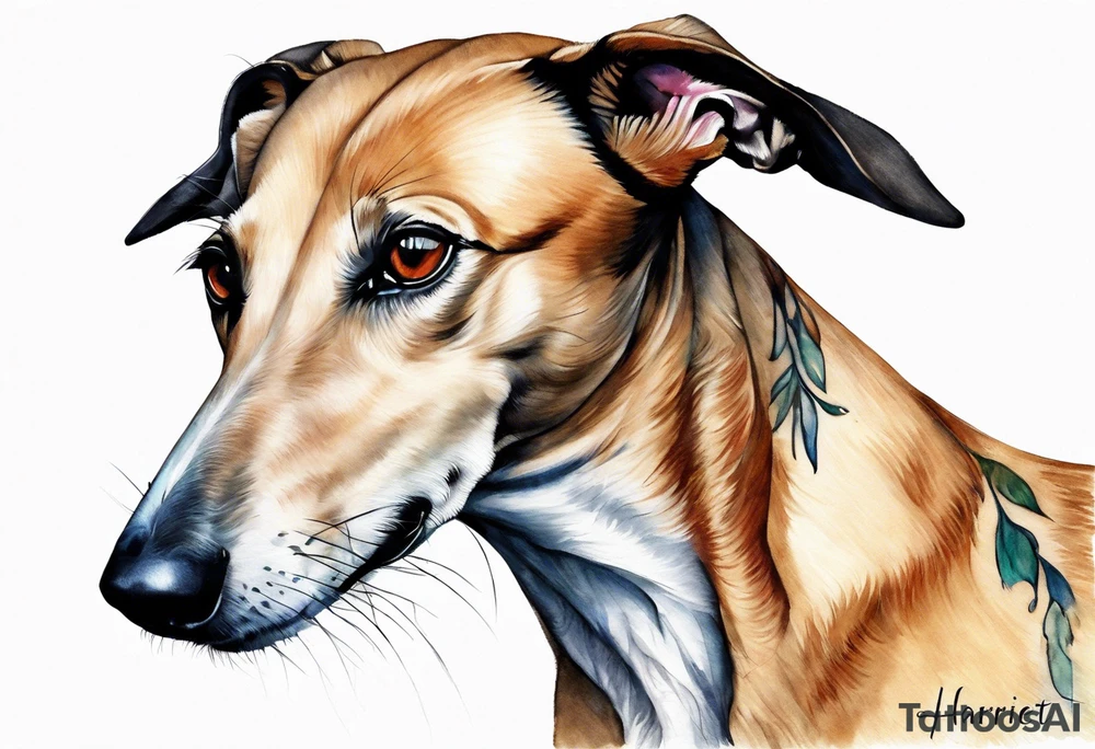 A child’s sketch of. Greyhound with a long nose tattoo idea
