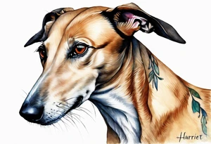 A child’s sketch of. Greyhound with a long nose tattoo idea