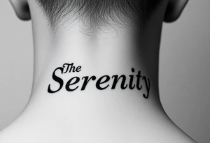 The name Serenity place vertically on neck tattoo idea