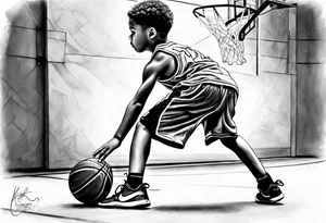 Kid with basketball dreams tattoo idea