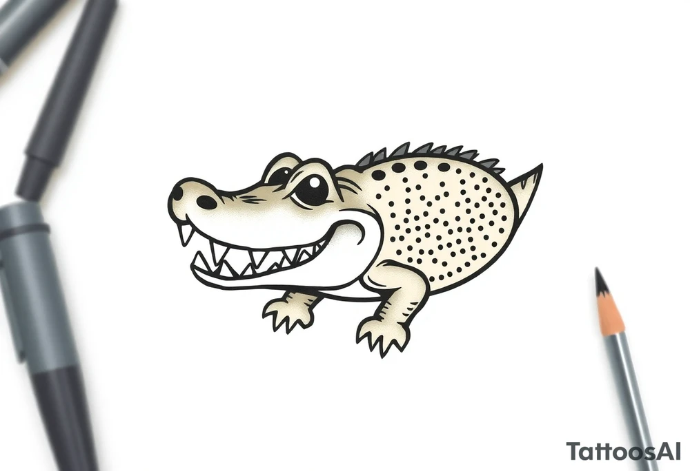 Traditional style angry alligator tattoo idea